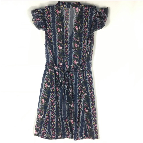 🛍 Forever 21 Blue Ruffle Floral Dress - Picture 5 of 5